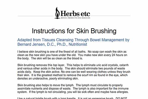 Instructions for Skin Brushing flyer